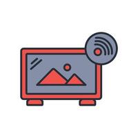 Smart tv icon. .Editable stroke.linear style sign for use web design,logo.Symbol illustration. vector