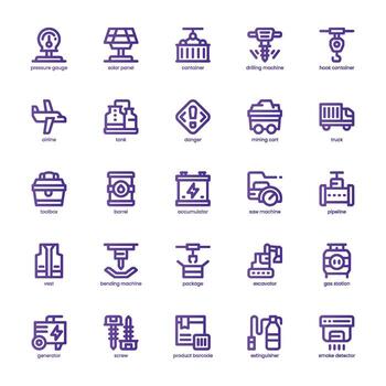 Industrial Icon pack for your website, mobile, presentation, and logo design. Industrial Icon basic line gradient design. graphics illustration and editable stroke. vector