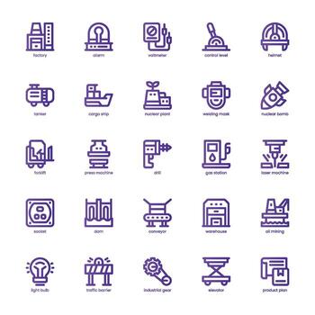 Industrial Icon pack for your website, mobile, presentation, and logo design. Industrial Icon basic line gradient design. graphics illustration and editable stroke. vector