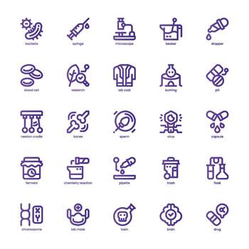 Microbiology icon pack for your website, mobile, presentation, and logo design. Microbiology icon basic line gradient design. graphics illustration and editable stroke. vector