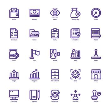 Business and Entrepreneur icon pack for your website, mobile, presentation, and logo design. Business and Entrepreneur icon basic line gradient design. graphics illustration and editable stroke. vector