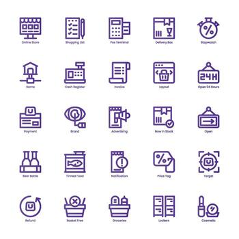 Techy Shopping icon pack for your website, mobile, presentation, and logo design. Techy Shopping icon basic line gradient design. graphics illustration and editable stroke. vector