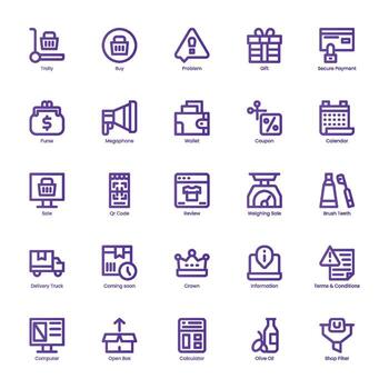 Techy Shopping icon pack for your website, mobile, presentation, and logo design. Techy Shopping icon basic line gradient design. graphics illustration and editable stroke. vector