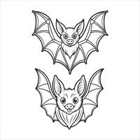 Bat line art EPS illustration vector