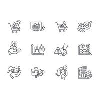 Stock market icon set..Editable stroke.linear style sign for use web design,logo.Symbol illustration. vector