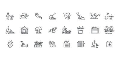 Gardening icon set..Editable stroke.linear style sign for use web design,logo.Symbol illustration. vector