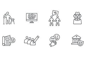 Comedy icon set..Editable stroke.linear style sign for use web design,logo.Symbol illustration. vector
