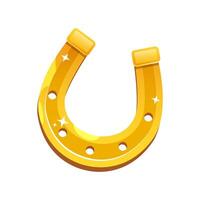 Golden horseshoe symbol of Good luck for St. Patrick's Day isolated on white background. vector