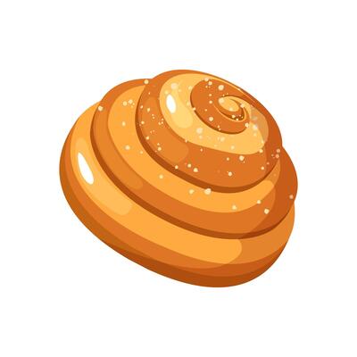 Yummy sweet bun isolated on a white background.
