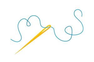 illustration with needle and colorful thread isolated on a white background. vector