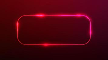 Neon rounded rectangle frame with shining effects vector