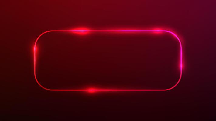Neon rounded rectangle frame with shining effects
