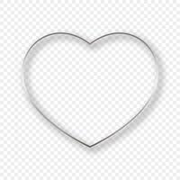 Silver glowing heart shape frame with shadow vector