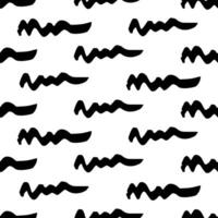 Seamless pattern with black wavy grunge brush strokes vector
