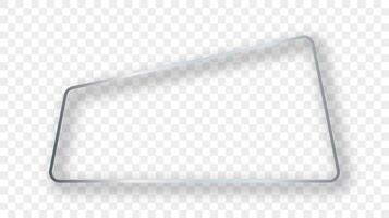Silver glowing trapezoid shape frame with shadow vector