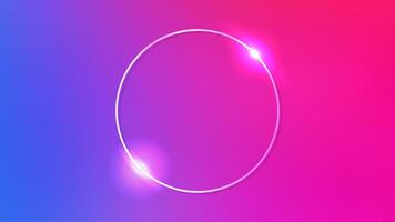 Neon circle frame with shining effects vector