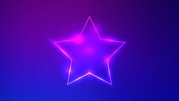 Neon frame in star form with shining effects vector
