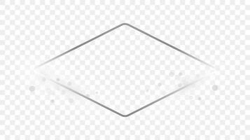 Silver glowing rounded rhombus shape frame with sparkles vector