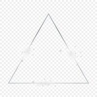 Silver glowing triangle frame with sparkles vector
