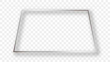 Silver glowing trapezoid shape frame with shadow vector
