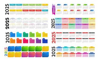 Set of calendars for 2025 isolated on a white background vector