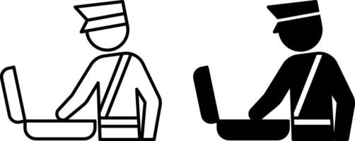 Customs Control Icons. Black and White Illustrations. Customs Officer Checking Baggage. Checking Passengers vector