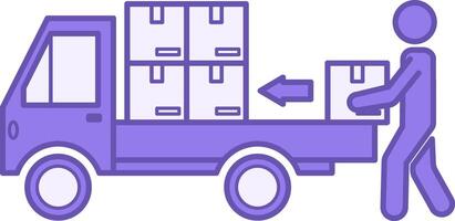 Colored Icon Loading. Illustration. Man Loading Goods into a Truck. Delivery Service. Logistics Concept vector
