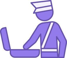 Colored Customs Control Icon. Illustration. Customs Officer Checking Baggage. Checking Passengers vector