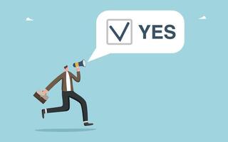Man agitates to make choice yes vector