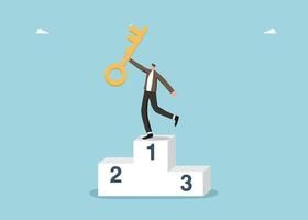 Man with key stands on pedestal vector