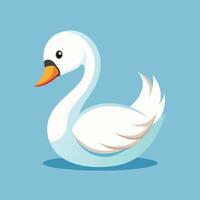 A white swan on a blue background vector
