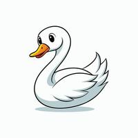 A cartoon white duck with a long beak vector