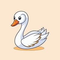 A cartoon white duck on a beige background vector