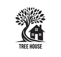 Tree house logo design illustration vector