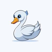 A cartoon white duck with blue eyes vector