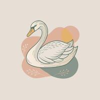 A white swan on a beige background vector