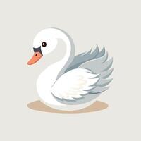 A white swan on a light gray background vector