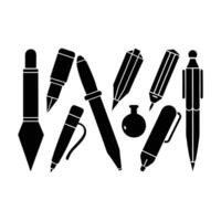 Pen Bundle silhouette Style with white background vector