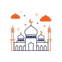 Mosque silhouette New Style with white background Design Template vector