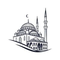 Mosque Logo silhouette New Style with white background Design Template vector