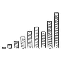 A graph chart with a bar chart on it vector