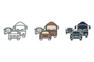 cars and bus icons symbol elements for infographic web vector