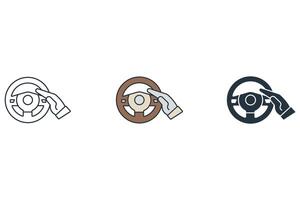 Steering Wheel icons symbol elements for infographic web vector