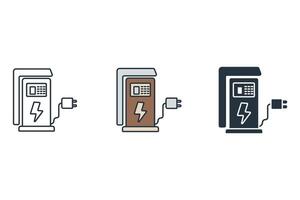 charging station icons symbol elements for infographic web vector