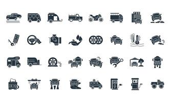 Automotive icon set . Automotive pack elements for infographic web. with trend color vector