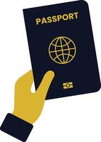 Passport with Black Color Held in Hand for Traveling vector