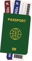 Green Passport with Two Boarding Pass for Travel Around the World vector