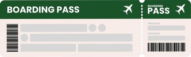 Green Boarding Pass with Barcode and Plane Icon for Traveling to Wonderful Place vector