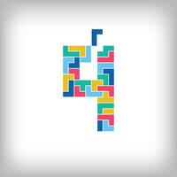 Unique colorful number 9 game pixel style. Editable design. 0-9 are related to each other. vector