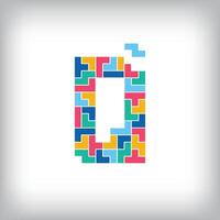 Unique colorful letter Q falling pixel style. Editable design. Alphabets are related to each other. vector